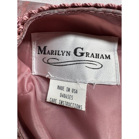 Vintage Marilyn Graham Rose Pink Maxi Dress With Sheer Overlay & Satin Waistband - Picture 7 of 16